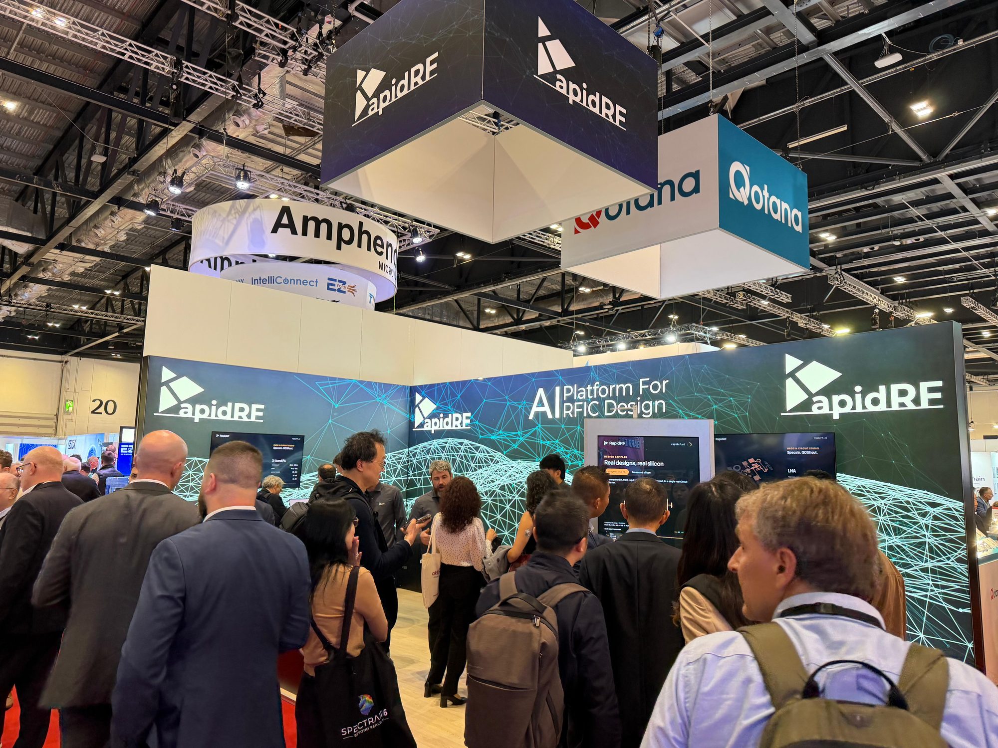 A crowd of visitors at the RapidRF booth B50A
